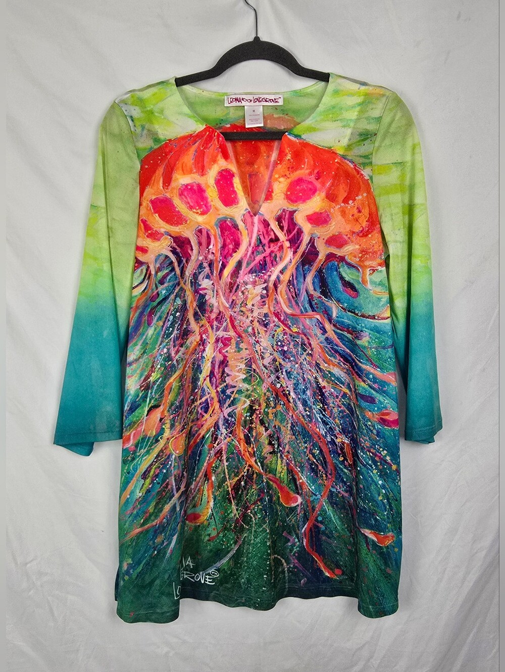 Leoma Lovegrove Colorful Artsy Wearable Art Designer Beachy Short Dress sz M